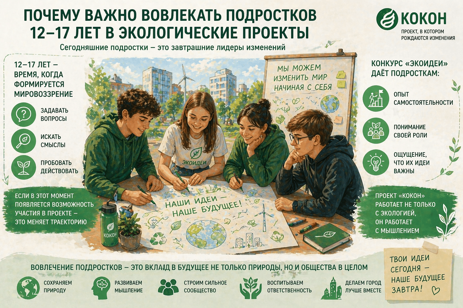 Почему важно вовлекать подростков 12–17 лет в экологические проекты
