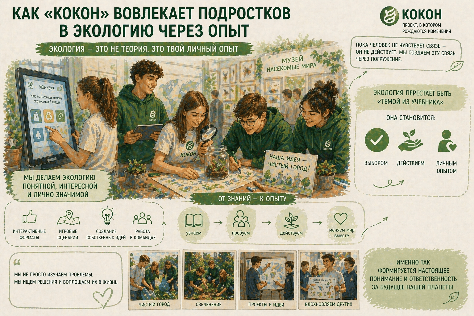 Как «Кокон» вовлекает подростков в экологию через опыт